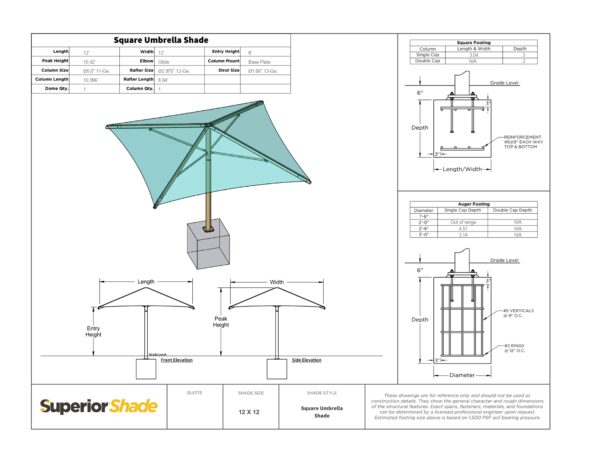 Square Umbrella 8' Eave Height - Image 8