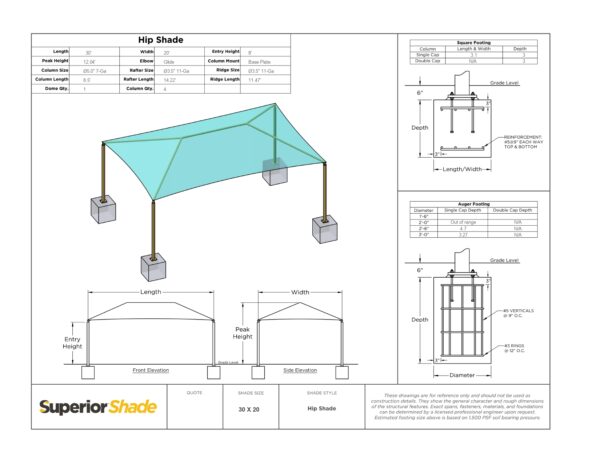 Rectangle Hip Shade 8' Eave Height - Image 9