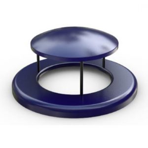 Flattop Lid with Rain Bonnet for 32 Gallon Trash Receptacle FLATTOP32RB-HW